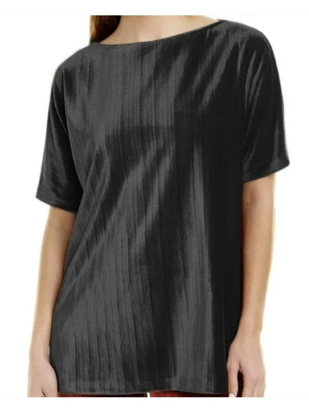 St. John $595 Oversized Crushed Velvet Black Tunic Top Size XS